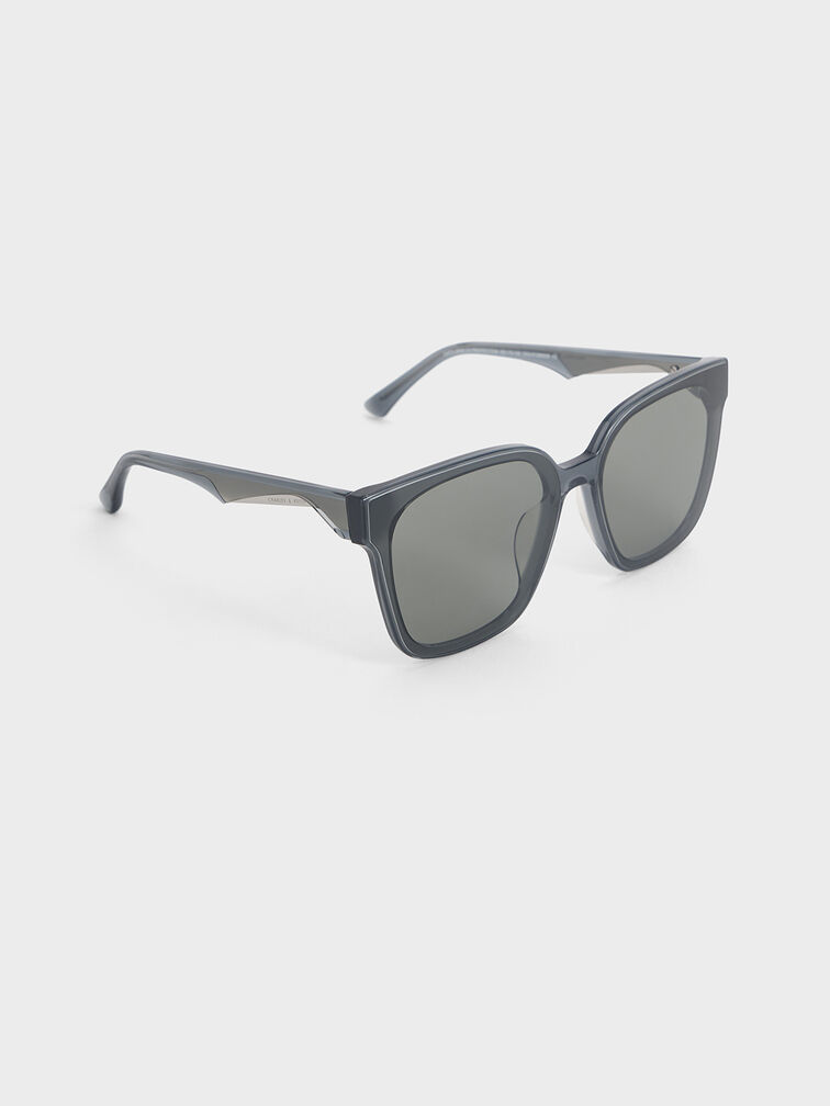 Freya Recycled Acetate Square Sunglasses, Navy, hi-res
