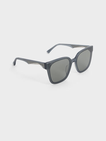 Freya Recycled Acetate Square Sunglasses, Navy, hi-res