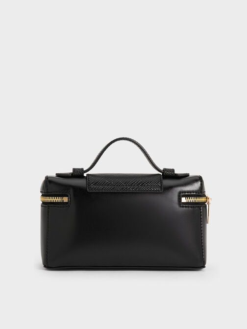 حقيبة مستحضرات التجميل أروين بمقبض علوي أنيق, أسود, hi-res