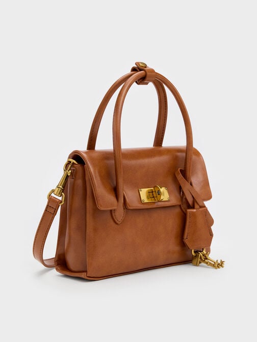 حقيبة توت "كيري" ميني بقفل دوار, Distressed Tan, hi-res