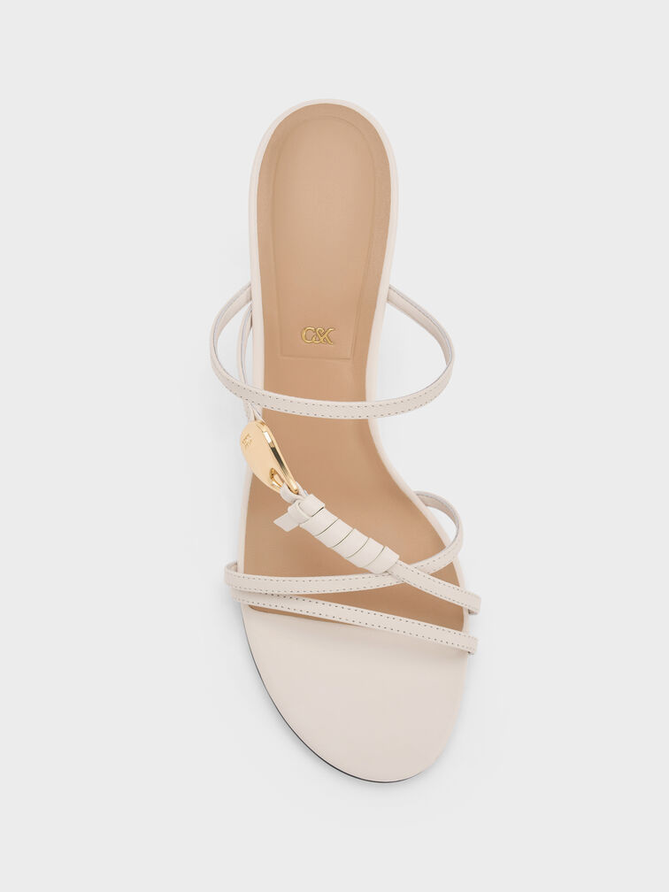 Adema Leather Strappy Heeled Mules, Chalk, hi-res