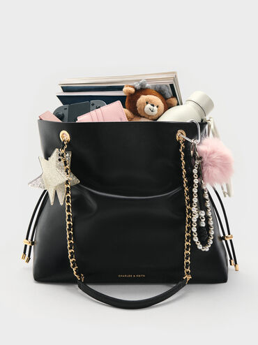 حقيبة توت بحمالة ضفيرة مزدوجة, أسود, hi-res