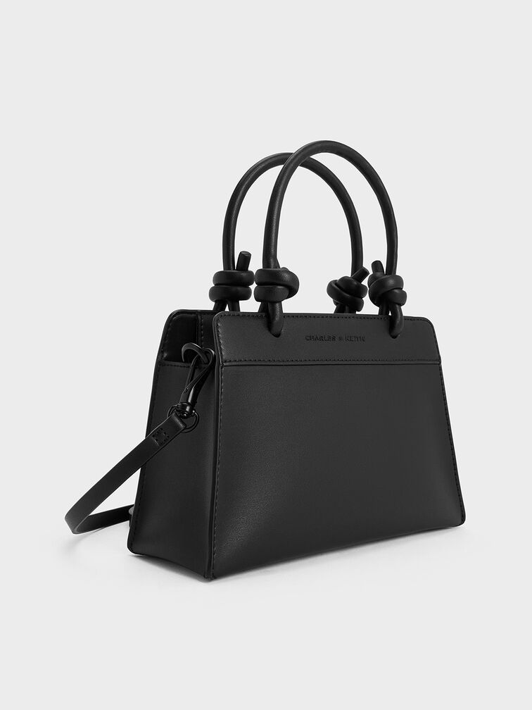 Sabine Knotted-Handle Trapeze Tote Bag, Jet Black, hi-res