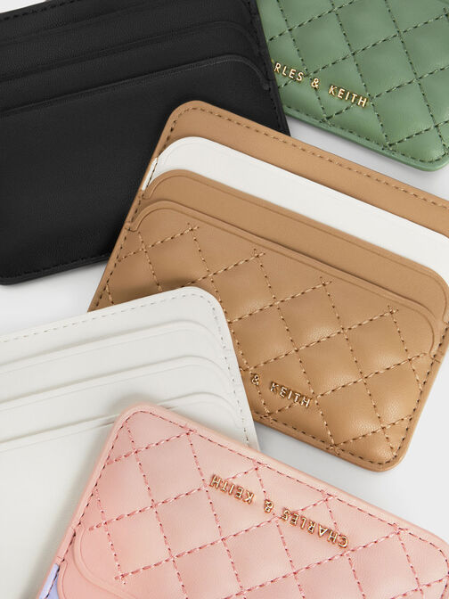 Cleo Two-Tone Quilted Card Holder, Cream, hi-res