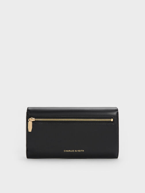 Lilibet Metallic-Accent Chain-Strap Long Wallet, Black, hi-res