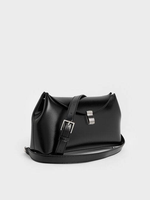 Wisteria Metallic-Accent Shoulder Bag, Noir, hi-res