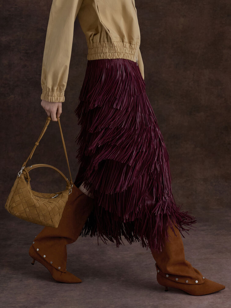 Ivette Recycled Suede Woven Shoulder Bag, Sahara Sand, hi-res