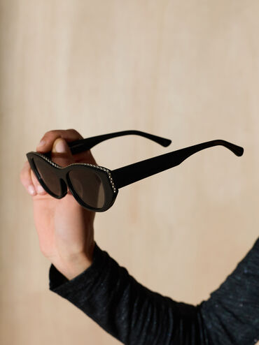 نظارات دينيرس إطار بتصميم عين القطة, أسود كلاسيكي, hi-res