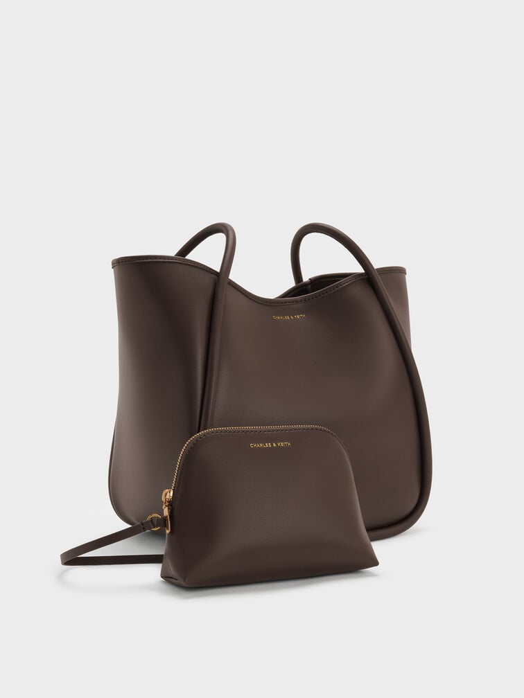 حقيبة ليلا توت باج واسعة بتصميم انسيابي, بني غني كالإسبريسو, hi-res