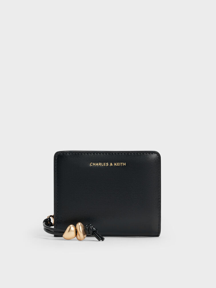 Augustine Sculptural-Detail Small Wallet, Black, hi-res