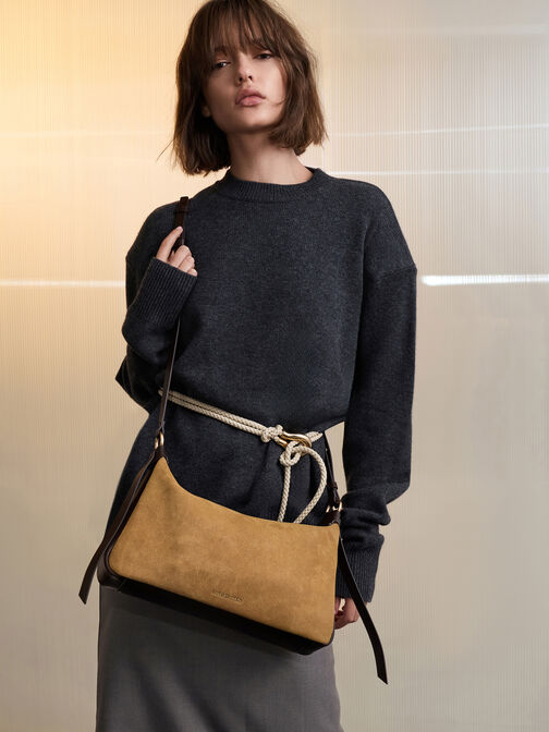 Calla Suede Shoulder Bag, Sahara Sand, hi-res