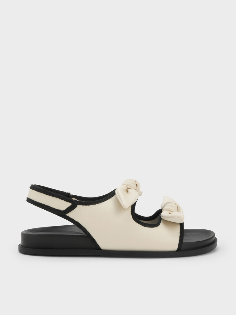 Knot-Bow Double-Strap Slingback Sandals, Chalk, hi-res