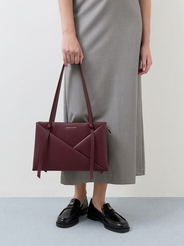 Midori Geometric Tote Bag, Wineberry Red, hi-res