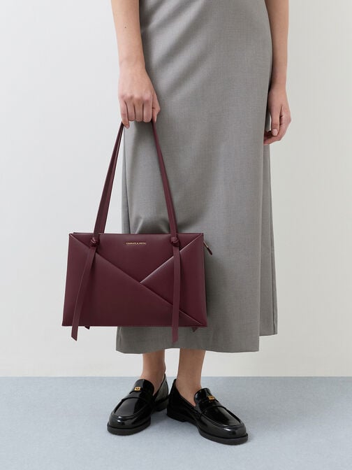 Midori Geometric Tote Bag, Wineberry Red, hi-res