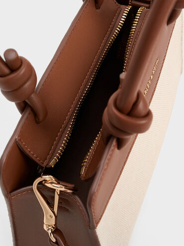 Sabine Canvas Knotted-Handle Tote Bag, Chocolate, hi-res