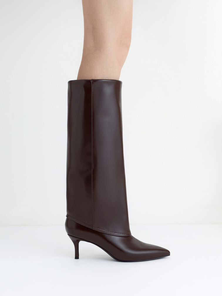 Pointed Stiletto Knee-High Boots, Burgundy, hi-res