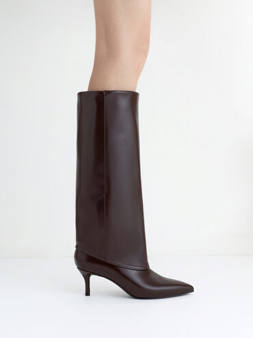 Pointed Stiletto Knee-High Boots, Burgundy, hi-res