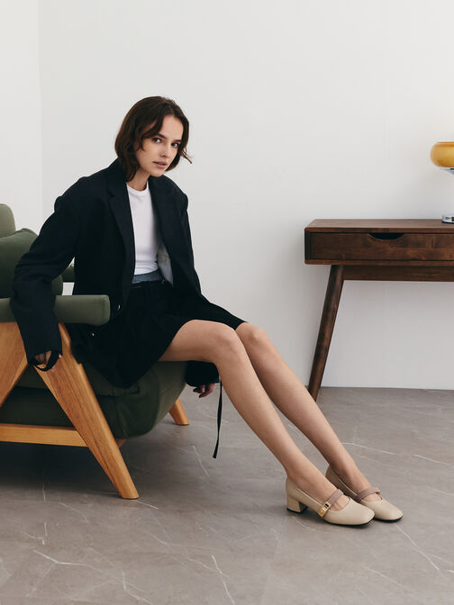 حذاء ماري جين لاندو بمشبك, أبيض طباشيري, hi-res