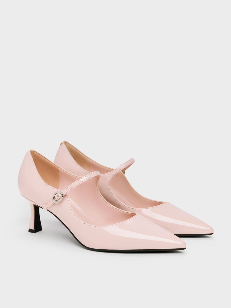 Patent Pointed Mary Jane Pumps, Blush, hi-res