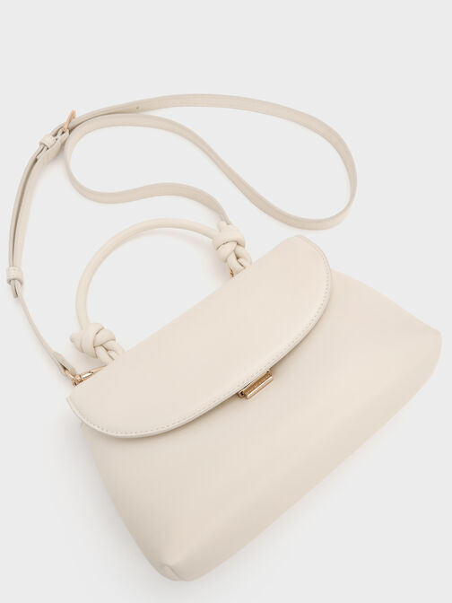 حقيبة ظهر بحمالة يد مزينة بعقدة, كريم, hi-res