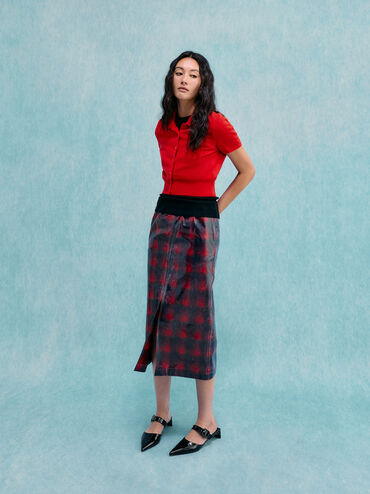 Patent Buckle-Strap Heeled Mules, Black Patent, hi-res