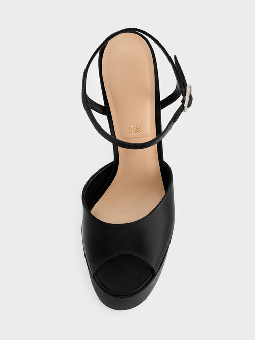 حذاء فرانشيسكا ذو الكعب العالي المفتوح من الأمام, أسود خشن, hi-res