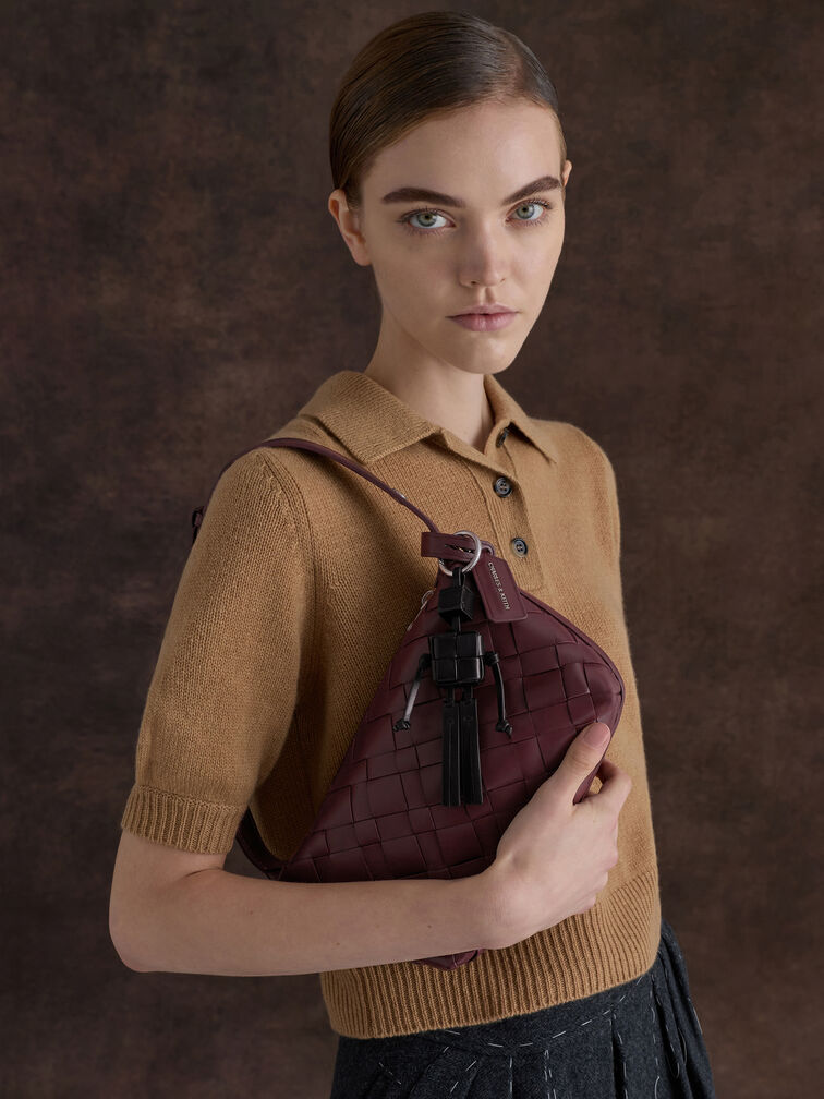 تعليقة شنطة إيفيت روبوت بنقشة منسوجة, أسود كلاسيكي, hi-res