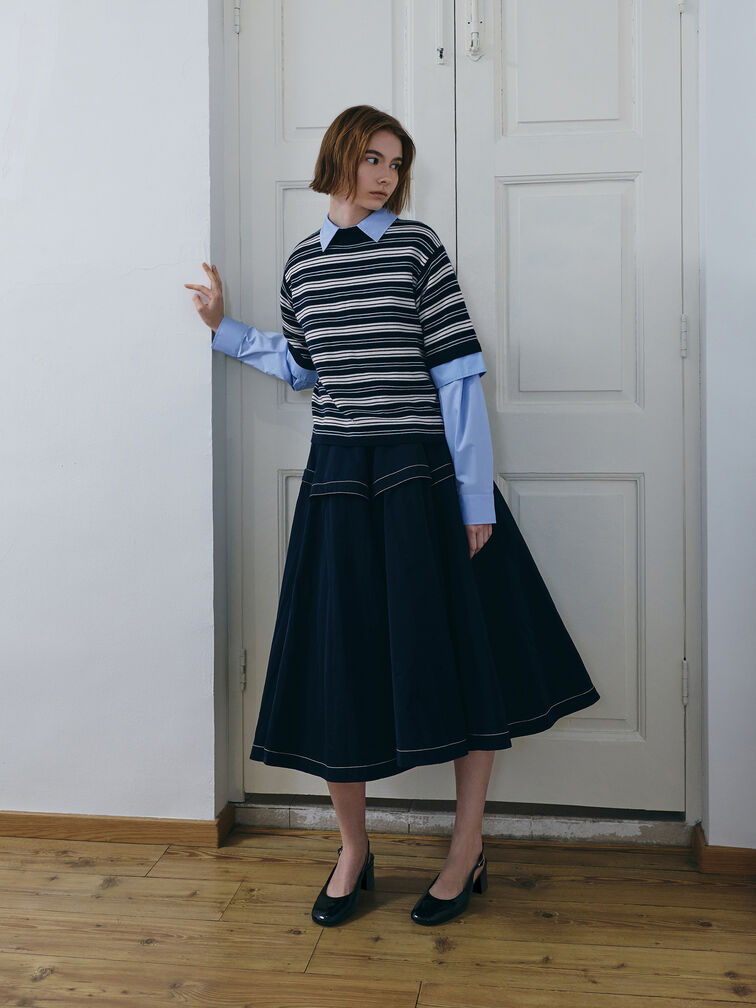 حذاء "داني" بسير خلفي لامع, أسود براق, hi-res