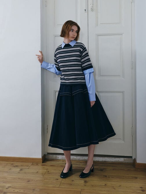 حذاء "داني" بسير خلفي لامع, أسود براق, hi-res