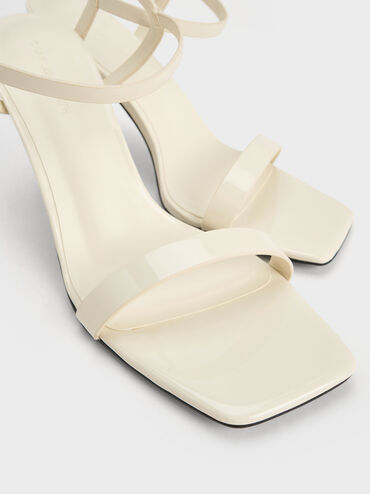 Patent Square-Toe Ankle-Strap Heeled Sandals, Chalk, hi-res
