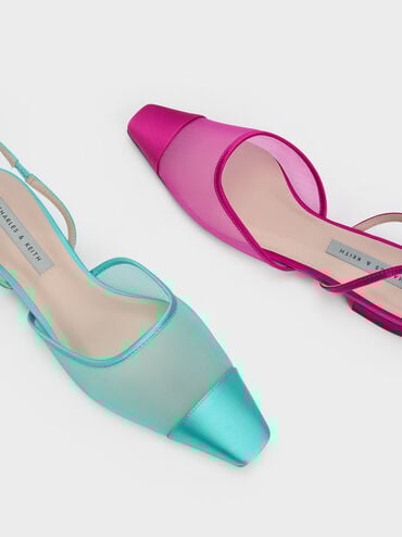 حذاء باليرينا بمقدمة شبكية, أزرق, hi-res