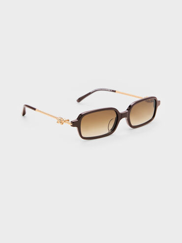 Sable Knot Rectangular Sunglasses, Espresso Brown, hi-res