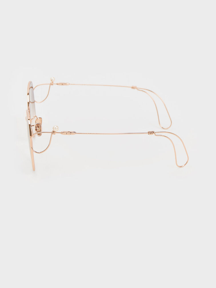 Wire Frame Butterfly Sunglasses, Rose Gold, hi-res