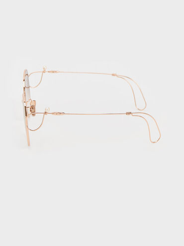 Wire Frame Butterfly Sunglasses, Rose Gold, hi-res