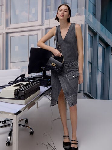 Alva Quilted Top Handle Bag, Black, hi-res