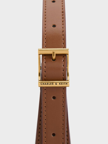 حقيبة كتف سيزيا بحلية معدنية, شوكولاتي, hi-res