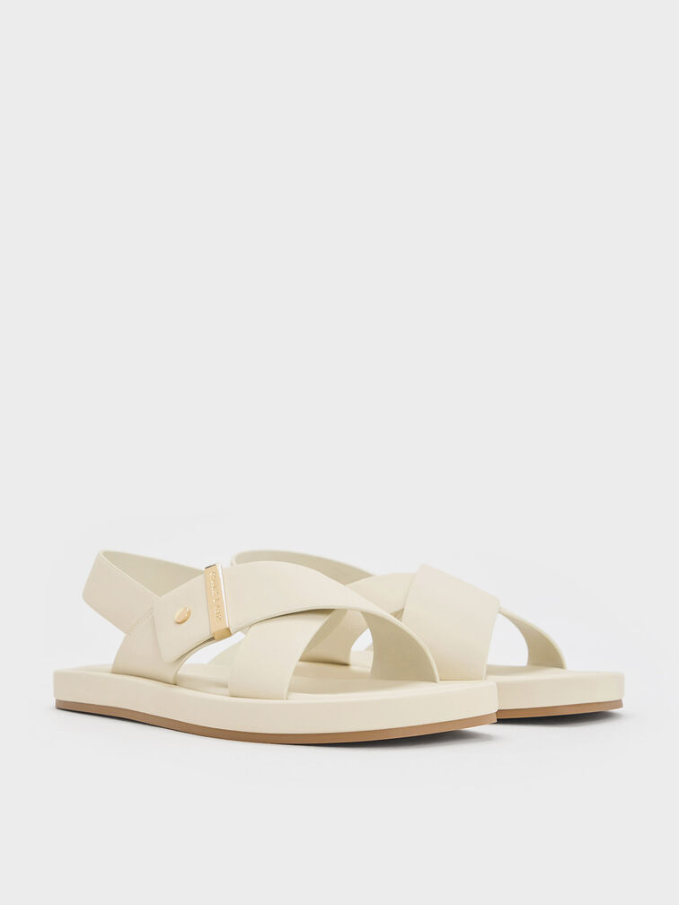 Audra Crossover-Strap Slingback Sandals, Chalk, hi-res