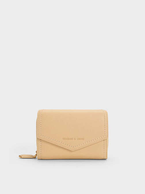 Stitch Trim Envelope Wallet, Beige, hi-res