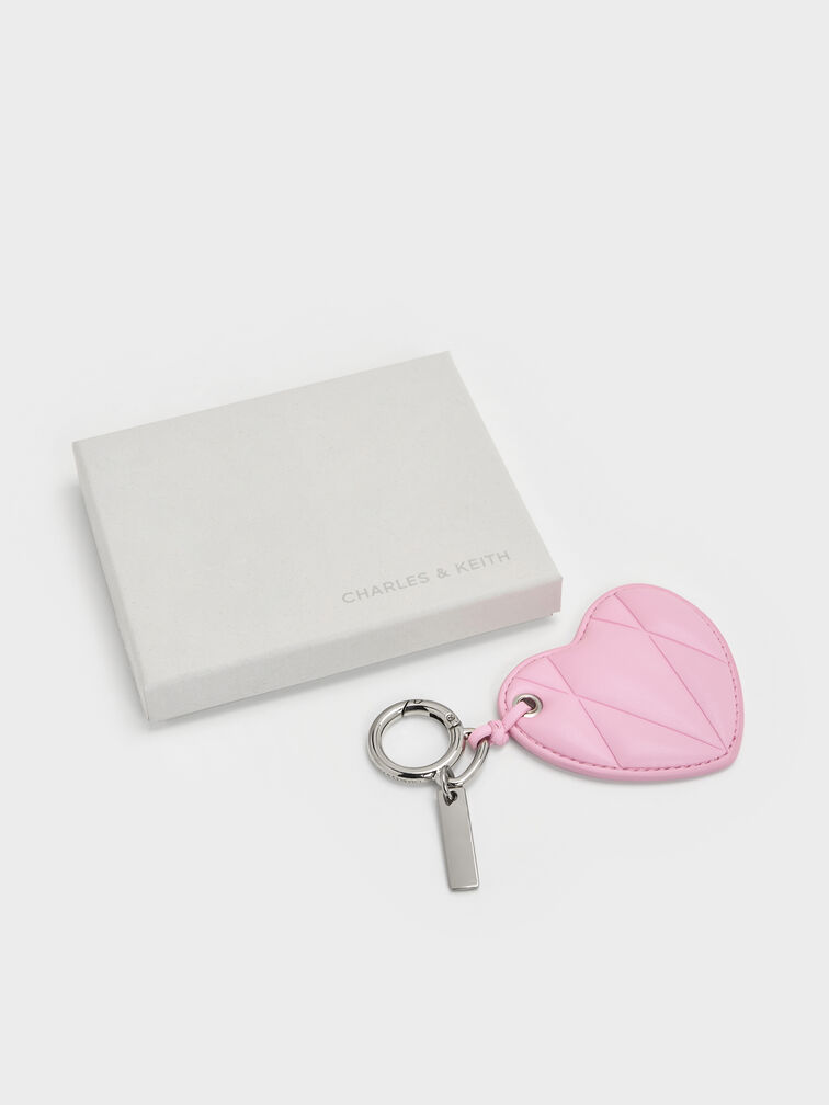 Heart Quilted Mirror Charm, Bubble Gum Pink, hi-res