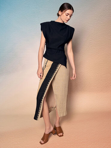 حذاء ميول إيفيت بكعب عالٍ وتصميم منسوج ومقدمة مربعة, بنى, hi-res