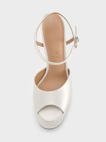 Francesca Peep-Toe Platform Heels, White, hi-res