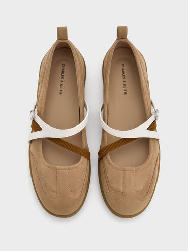 Tiggy Faux Suede Two-Tone Ballet Sneakers, Sand, hi-res