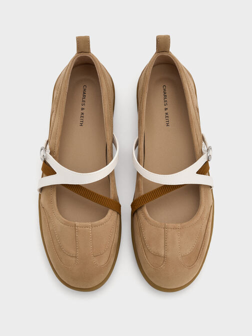 Tiggy Faux Suede Two-Tone Ballet Sneakers, Sand, hi-res