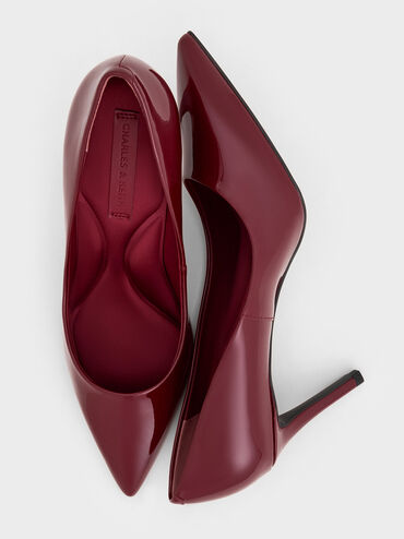 حذاء إيمي بكعب ستيليتو ومقدمة مدببة من الجلد اللامع لأناقة تخطف الأنظار, أحمر, hi-res