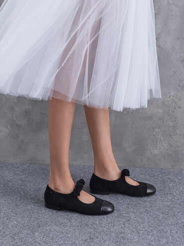 Suede & Leather Mary Janes, Black, hi-res