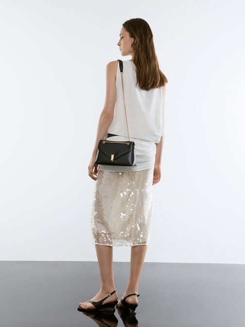 Lilibet Metallic-Accent Chain-Strap Bag, Black, hi-res