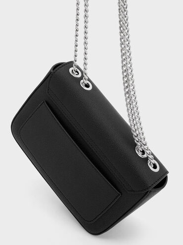 Sue Chain-Strap Shoulder Bag, Noir, hi-res