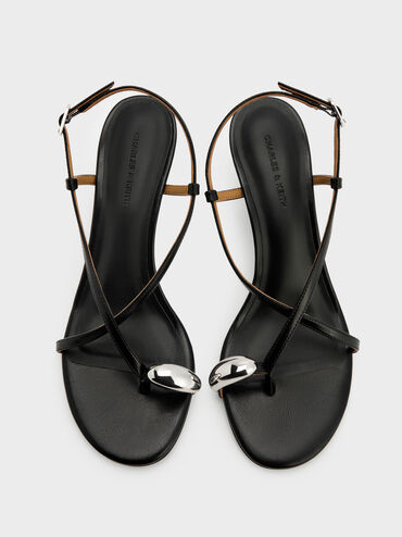 Raina Toe-Ring Heeled Sandals, Black, hi-res