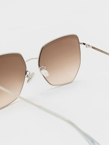 Recycled Acetate Butterfly Sunglasses, Silver, hi-res