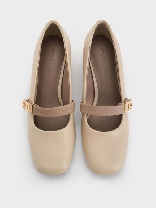 حذاء ماري جين لاندو بمشبك, أبيض طباشيري, hi-res